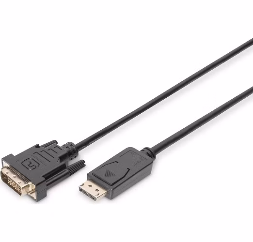 DIGITUS DisplayPort adaptérový kabel DP - DVI (24+1) M/M, 3,0 m, s blokováním, kompatibilní s DP 1.1a, CE