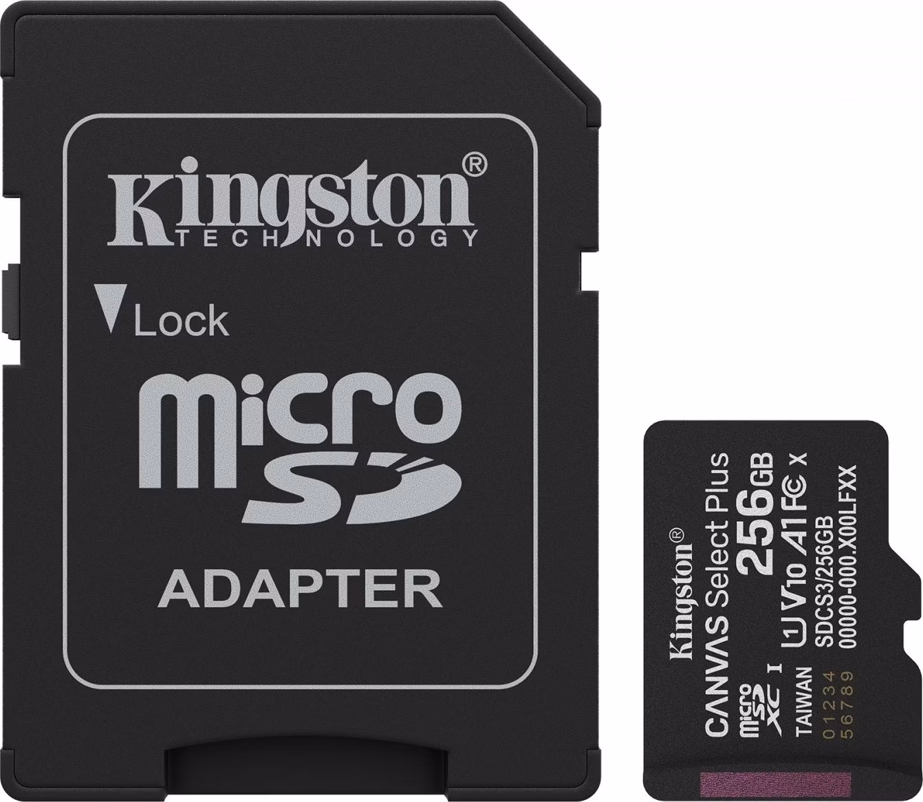 256 GB . microSDXC karta Kingston Canvas Select Plus U1, V10, A1 (r/w 150MB/s) + adaptér