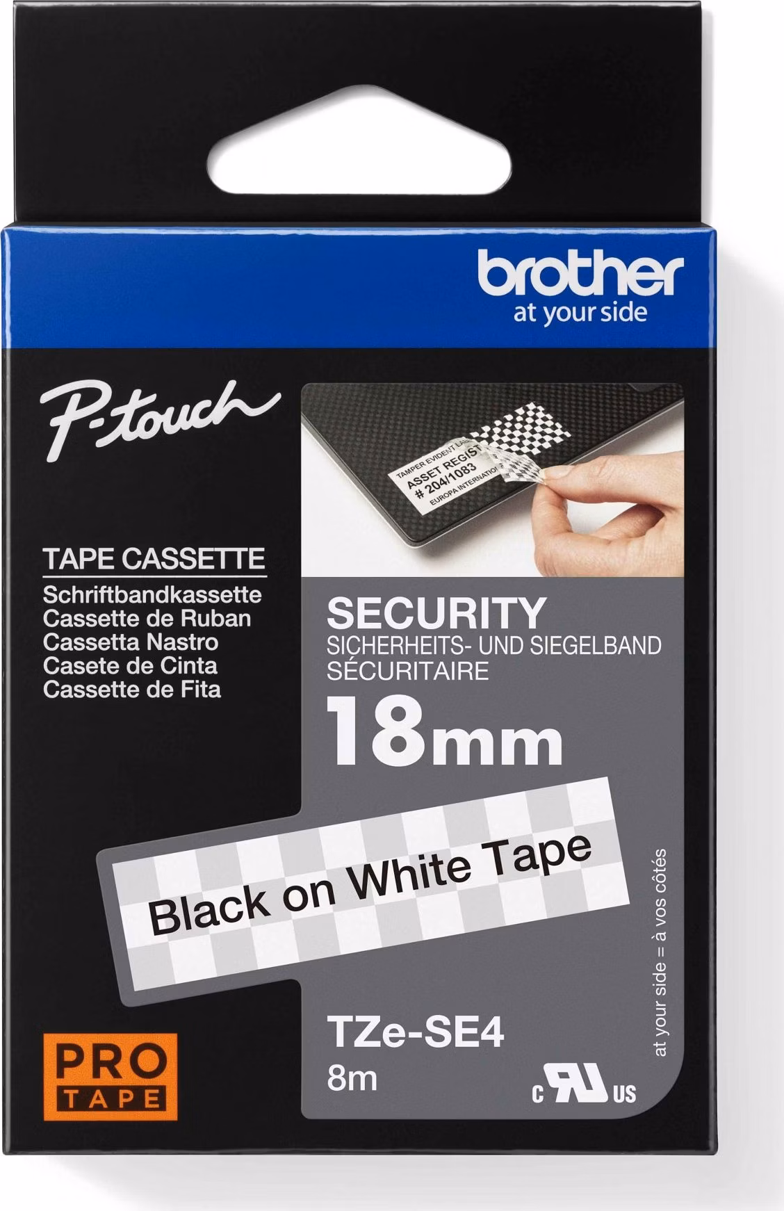BROTHER TZESE4 - 18 mm široká kazeta TZ, laminovaná TZE-SE4, biela tesniaca páska