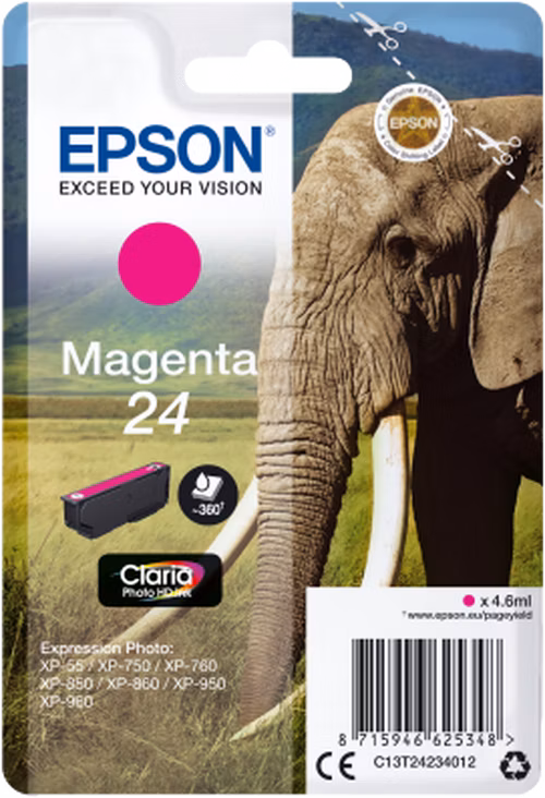 Epson Singlepack Magenta 24 Claria Photo HD Ink