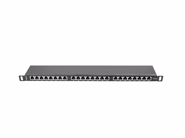 LANBERG PATCH PANEL 24 PORTŮ 0,5U 19" CAT.6 FTP STÍNĚNÝ ČERNÝ