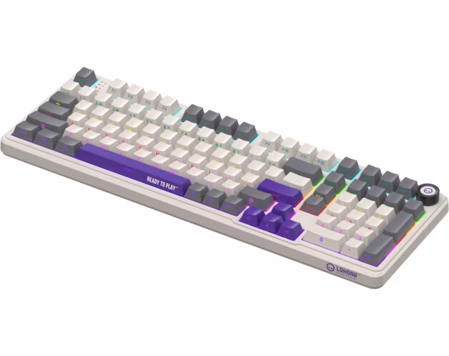 Lorgar KBA4195RT, mechanická herná klávesnica, 101 klávesov, Toxic Purple Switch, Hot-Swap, RGB, USB-C