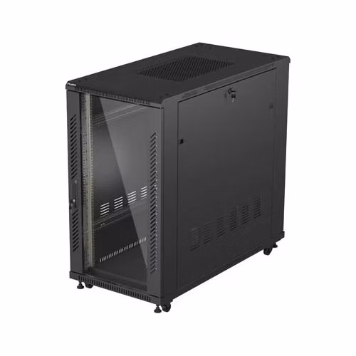 19" VOĽNE STOJÚCA RACKOVÁ SKRIŇA 22U 600X1200 ČIERNE SKLENENÉ DVERE LANBERG (PLOCHÉ BALENIE)