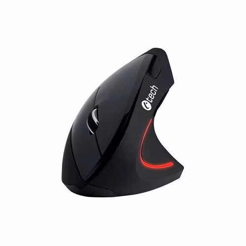 C-TECH myš VEM-09, vertikálna, bezdrôtová, 6 tlačidiel, čierna, USB nano prijímač