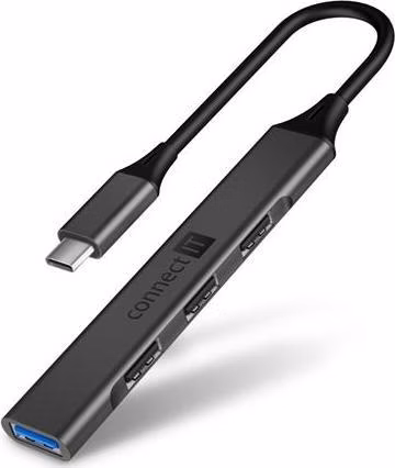 CONNECT IT USB-C hub, (1xUSB-A 3.0, 3xUSB-A 2.0), externí, ANTRACITOVÝ