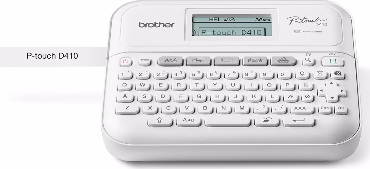 BROTHER tiskárna štítků PT-D410VP - 18mm, pásky TZe USB, stolní model, kufr, adaptér v ceně