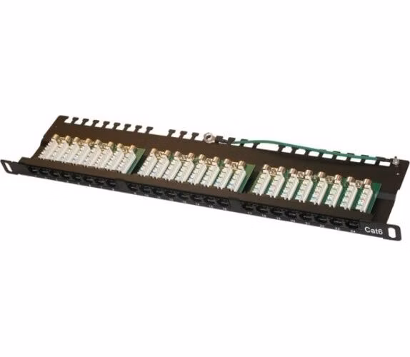 XtendLan Patch panel 19", 0.5U, 24 portů UTP RJ-45, Cat6, černý, LSA