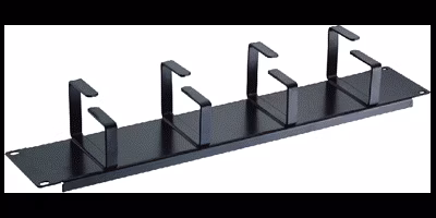 19" vyväzovací panel 2U 4x kov.háčik (8,0 x 4,5-6,0cm) čierny