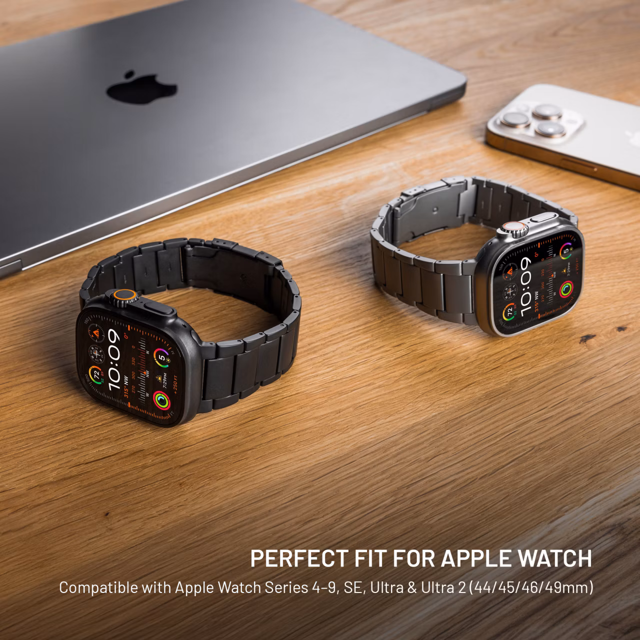 FIXED Titanium Strap pre Apple Watch 44/45/46/49mm, prirodný titán