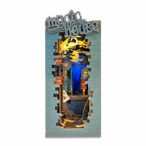 RoboTime Zarážka na knihy miniatura domečku Kouzelnická ulička