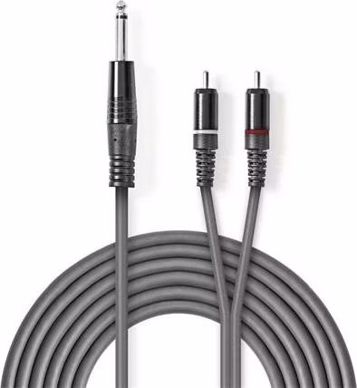 Nedis COTH23300GY15 - Stereofonní Audio Kabel | 6,35mm Zástrčka – 2x RCA Zástrčka | 1,5 m | Šedá barva