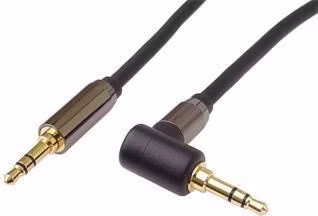 PremiumCord HQ stíněný kabel stereo Jack 3.5mm - Jack 3.5mm zahnutý 90°, 3m