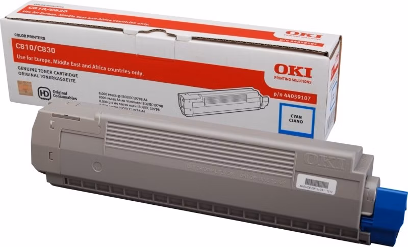 OKI originál tonerová kazeta 44059107/ C810/ C830/ 8000 stran/ azurová