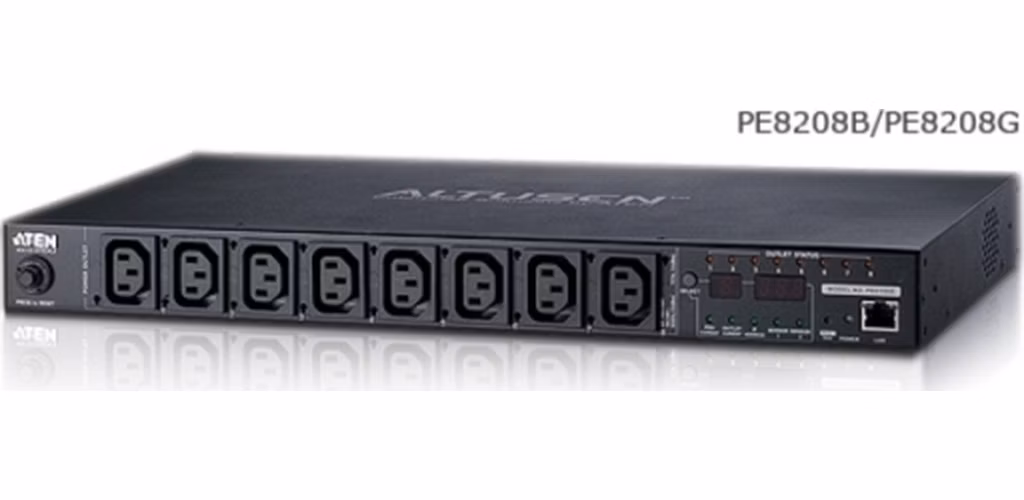 ATEN PE8208 20A/16A 8 výstupů 1U s měřením zásuvek a přepínáním eco PDU Vstup C20 Výstup 7xC13 1x C19