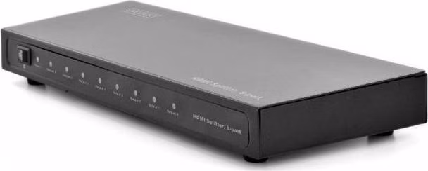 Digfitus Rozbočovač HDMI, 1x8, 1080p, 3D, vysokorychlostní 2,25 Ghz/225 MHz, kovové pouzdro, černý