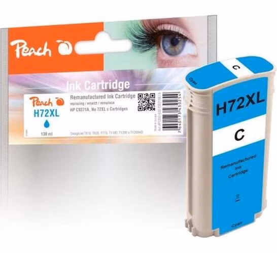 PEACH kompatibilní cartridge HP No. 72 (XL), azurová, C9371A, 138ml