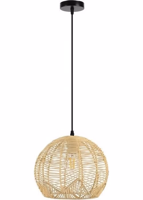 IMMAX BOHO PELO designové závěsné svítidlo, D30cm, E27, přírodní ratan