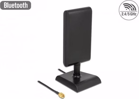 Delock WLAN 802.11 ac/a/h/b/g/n Anténa RP-SMA samec 6 - 9 dBi směrová s magnetickou základnou a připojovací kabel 1m