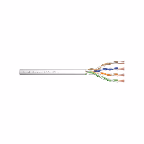 DIGITUS Propojovací kabel CAT 5e U-UTP, surová délka 305 m, papírová krabička, AWG 26/7, PVC, simplex, barva šedá