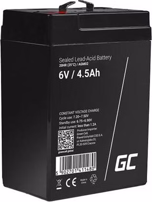 Green Cell AGM VRLA 6V 4.5Ah maintenance-free battery for the alarm system, cash register, toys