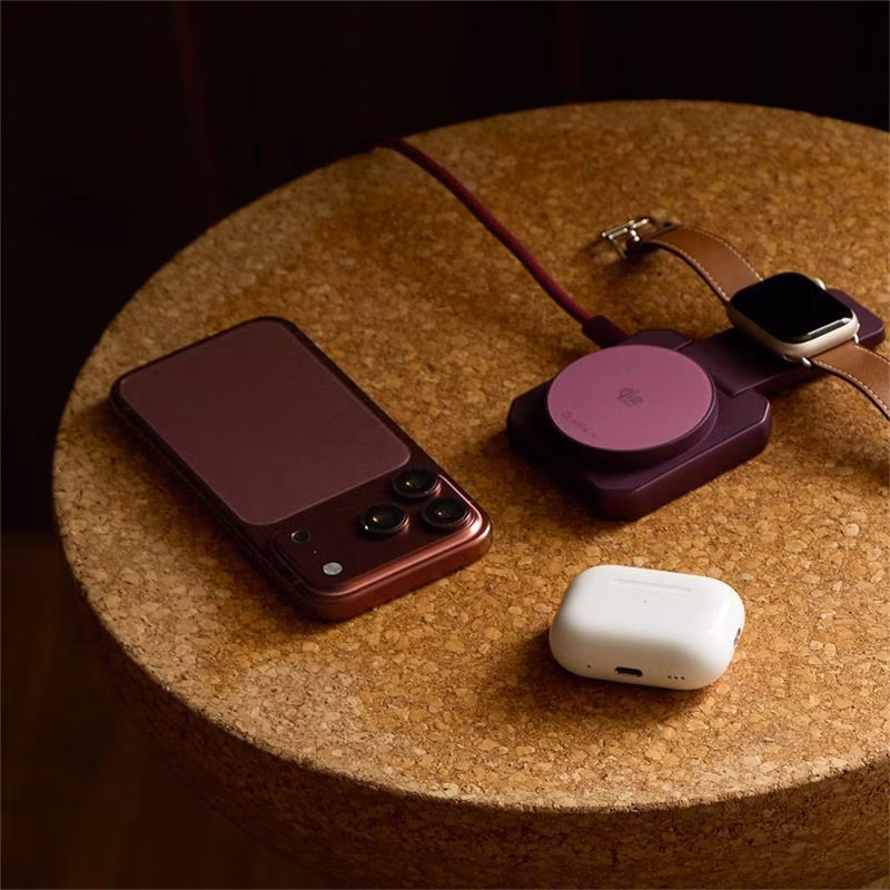 Adam Elements MAG 25 Qi2 25W 2-in-1 Pocket Wireless Charging Station - Burgundy