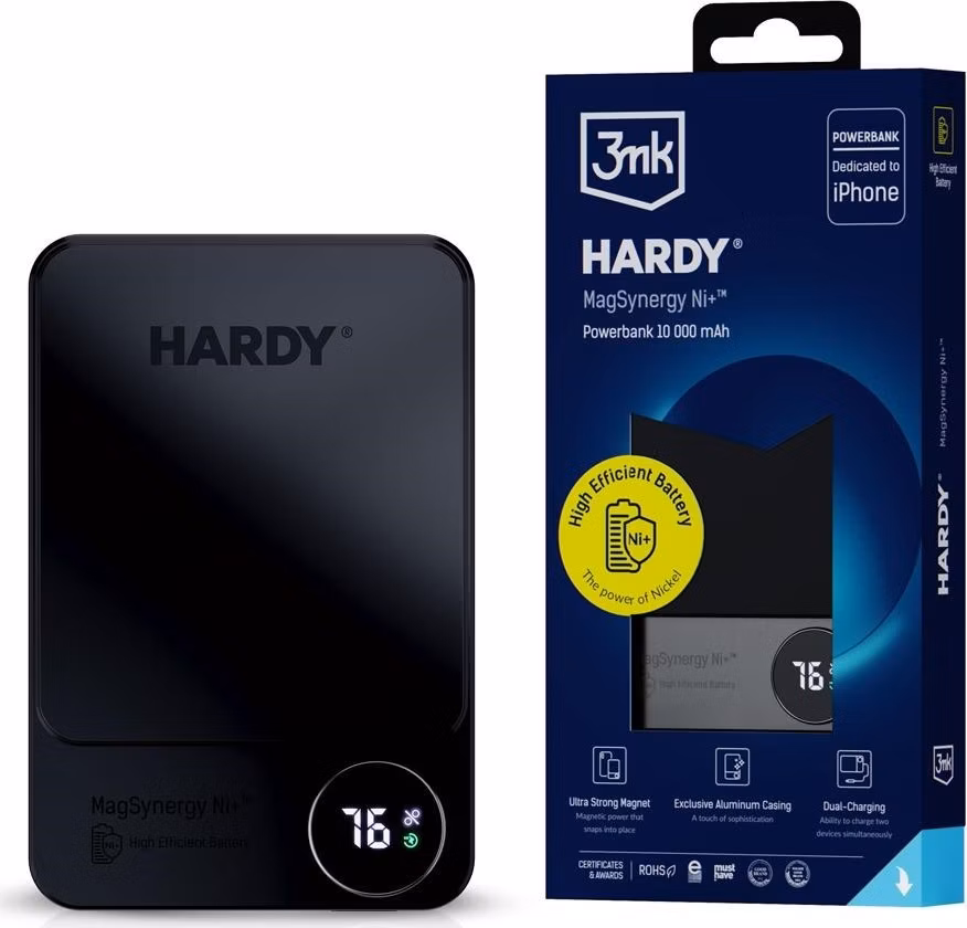3mk powerbanka - HARDY MagSynergy Ni+ 10,000mAh, bezdrátové nabíjení