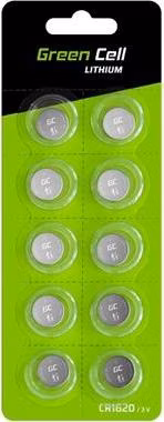 Green Cell Blister 10x Lithium Battery CR1620 3V 70mAh Button