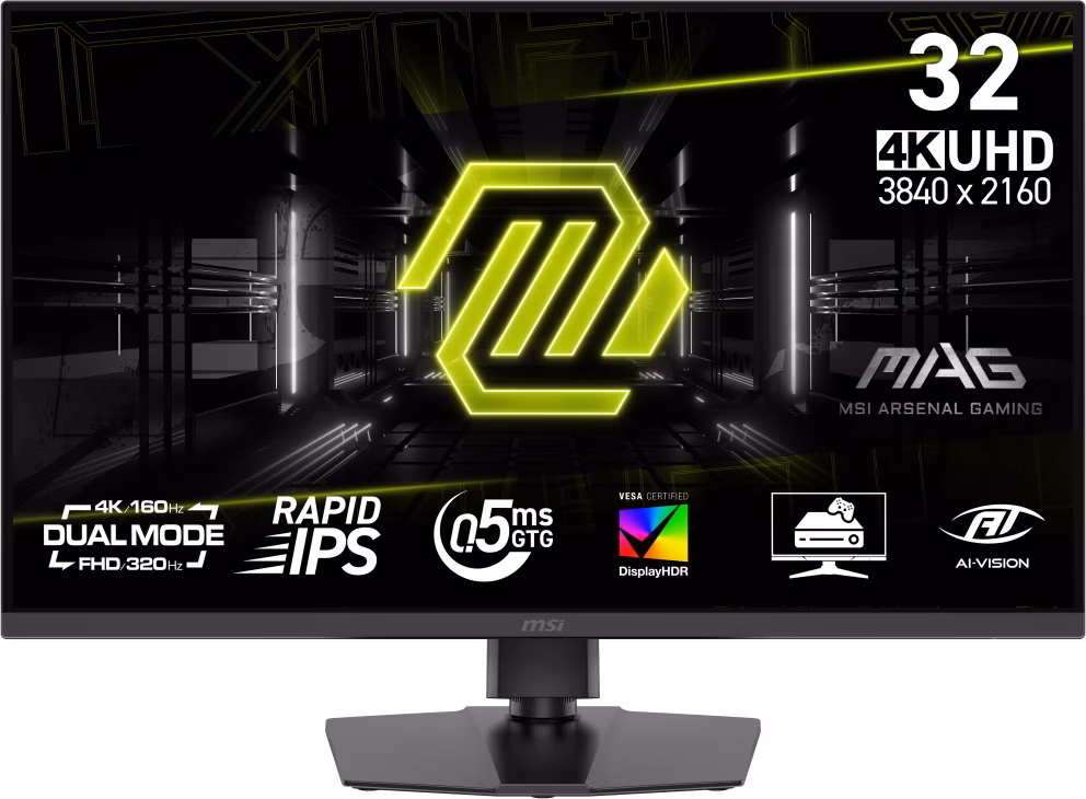 MSI Gaming MAG 322URDF E16/ 31.5"/ 3840x2160 / IPS/ 0,5ms/ 160Hz/ 400cd/m2/ 1000:1/ HDMI/ DP/ USB/ VESA/ černý