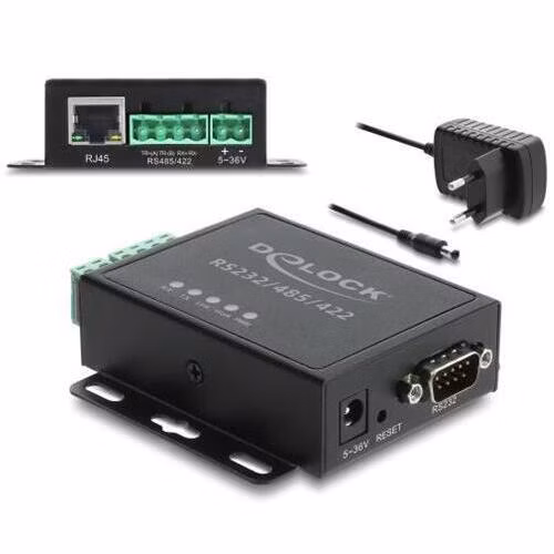 Delock Převodník Ethernet LAN na RS-232/RS-485/RS-422 a brána Modbus RTU/TCP, izolace 1,5 kV