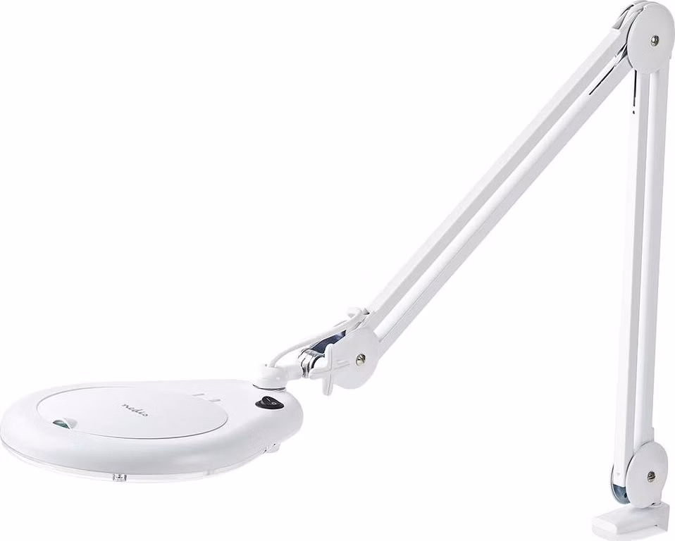 NEDIS zvětšovací stolní LED lampa/ čočka 3 dioptrie/ spotřeba 9 W/ teplota 6500 K/ světelný tok 720 lm/ bílá