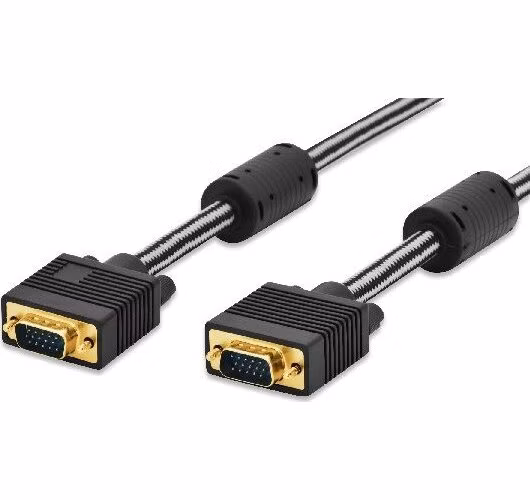 Ednet Připojovací kabel monitoru VGA, HD15 samec/samec, 1,8 m, 3Coax / 7c, 2xferit, bavlna, zlato, černý