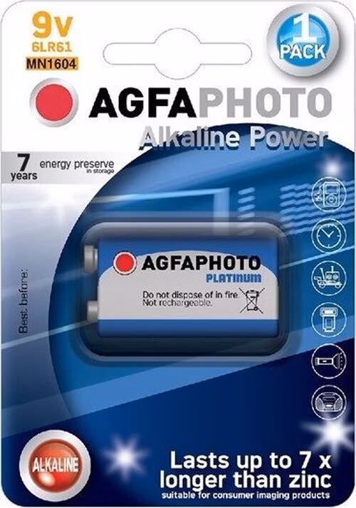 AgfaPhoto Power alkalická batéria 9V, blister 1ks