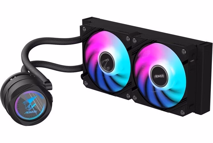 GIGABYTE vodní chladič AORUS WATERFORCE X II 240, 2x120mm ARGB, LCD displej, LGA1851, AM5
