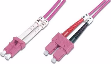 DIGITUS Fiber Optic Patch Cord, LC to SC, Multimode OM4 - 50/125 µ, Duplex, color RAL4003 Length 7m