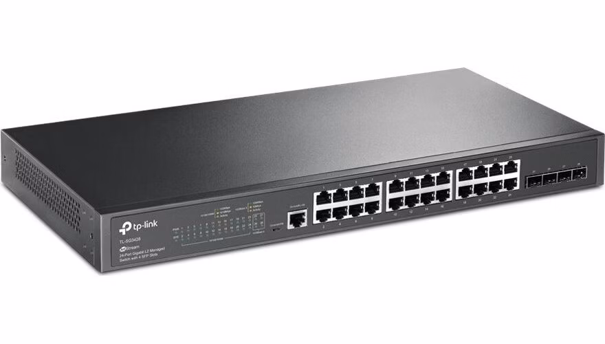 tp-link SG3428, 24-Port Gigabit L2+ Managed Switch with 4 SFP SlotsPORT: 24× Gigabit RJ45 Ports, 4× Gigabit SFP