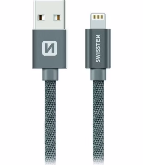 Swissten Datový Kabel Textile Usb / Lightning 0,2 M Šedý