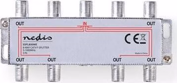 Nedis SSPL800ME - CATV F-Rozbočovač | Max. zisk 11 dB | 5–1 000 MHz | 8 Výstupů