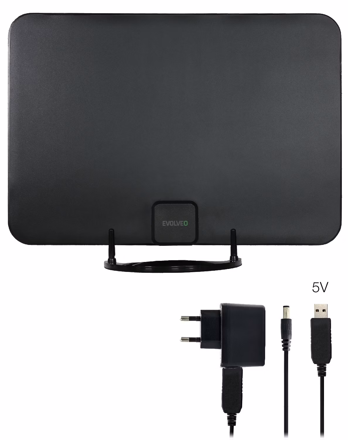 EVOLVEO Xany 2A, 230/5V, aktivní pokojová anténa FM/DAB+/DVB-T2, filtr LTE,4G,5G