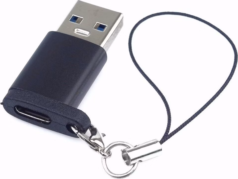 PremiumCord Adaptér USB3.0 A male - USB-C Female, černý s očkem na zavěšení