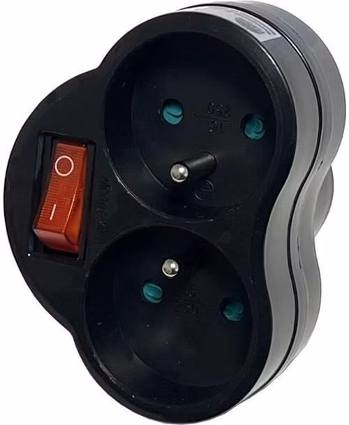 Konnoc DX-R2S rozbočka dvojzásuvka s vypínačem černá