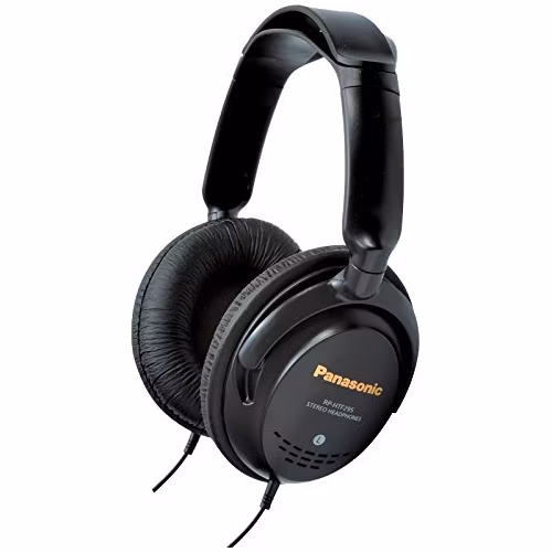 Panasonic RP-HTF295E-K, drátové sluchátka, přes hlavu, 3,5mm jack, 6,3mm jack, kabel 5m, černá