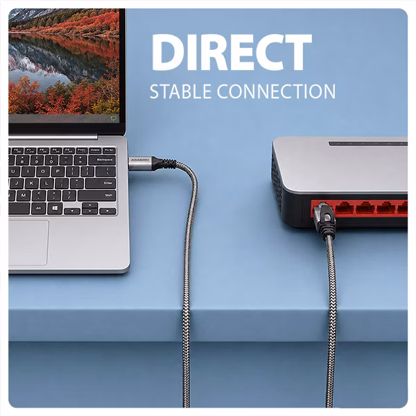 AXAGON ADE-AM20, USB-A Gigabit Ethernet adaptér s integrovaným sieťovým CAT6 káblom RJ-45 (2 m)