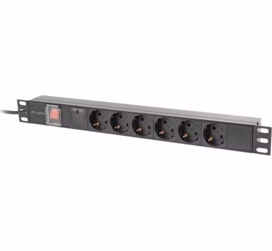 LANBERG NAPÁJECÍ DISTRIBUČNÍ JEDNOTKA (PDU) 19" 1U 10A 2M C14->6X SCHUKO ZÁSUVKY ČERNÁ C14