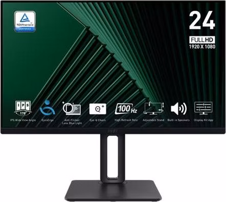 MSI monitor PRO MP245PG 23,8" IPS/FHD/100Hz/1ms/HDMI/DP/VGA/výšk.nastavitelný/pivot/černá