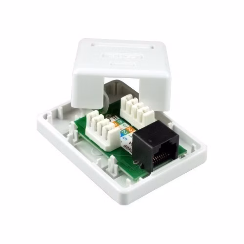 Zásuvka UTP 1x RJ45 Cat5E, dvojitá svorkovnica, sadrokartón