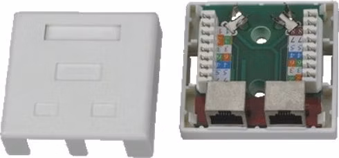 XtendLan Zásuvka 2x RJ-45, Cat5e, stíněná, na zeď, spodní vývod, narážecí