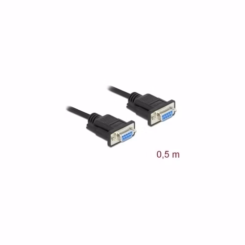 Delock Sériový kabel rozhraní RS-232 Sub-D9, ze zásuvkového na zásuvkový, délky 0,5 m, null modem