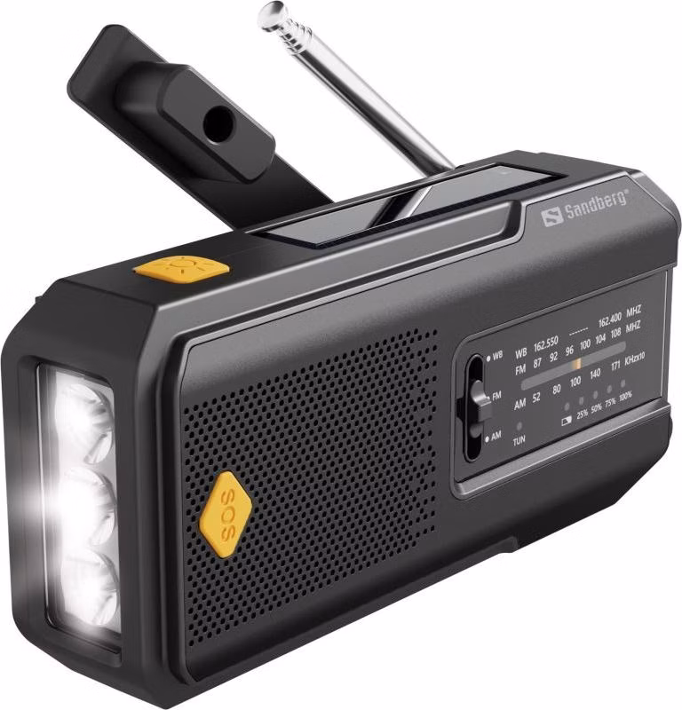 Sandberg Surviovor All-in-1 2000 mAh, FM/AM rádio s ďalšími funkciami, čierna