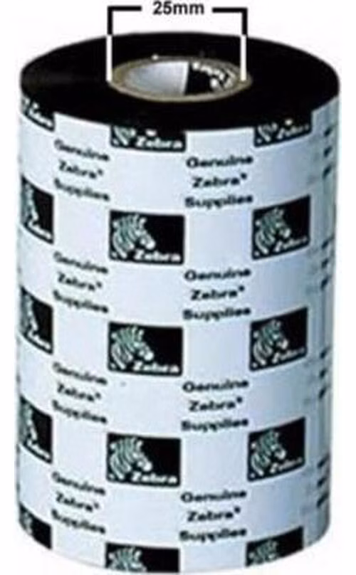 Zebra Resin Ribbon, 83mmx300m (3.27inx984ft), 5095; High Performance, 25mm (1in) core, 6/box