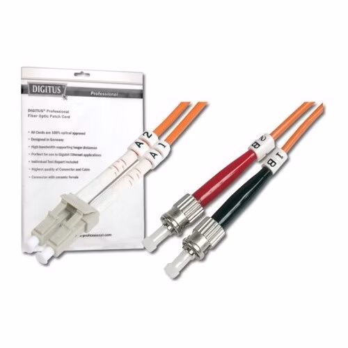 Digitus Fiber Optic Patch Cable, LC to ST,Multimode 62.5/125 µ, Duplex 1 m